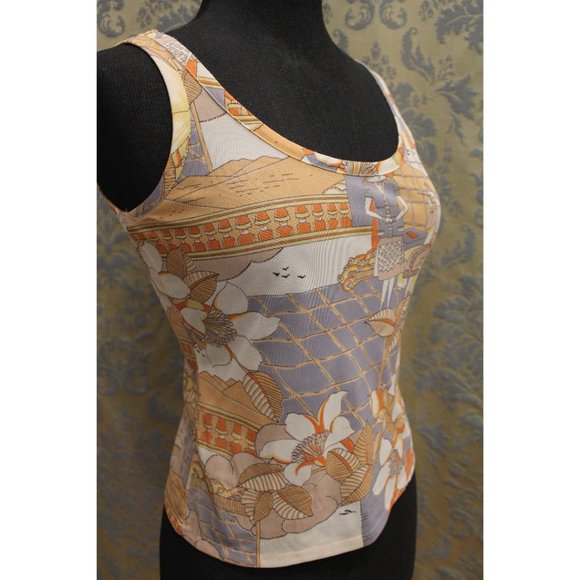 80's Vintage Pastel Art Deco Flappers Crop-Top - Picture 6 of 11